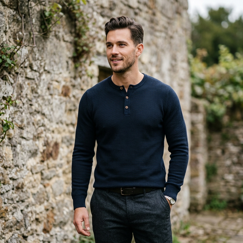 Waffle Knit Henley